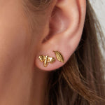 Ear stud feather - Gold Color Stainless Steel