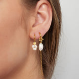 Earrings with pearl pendant - Stainless Steel