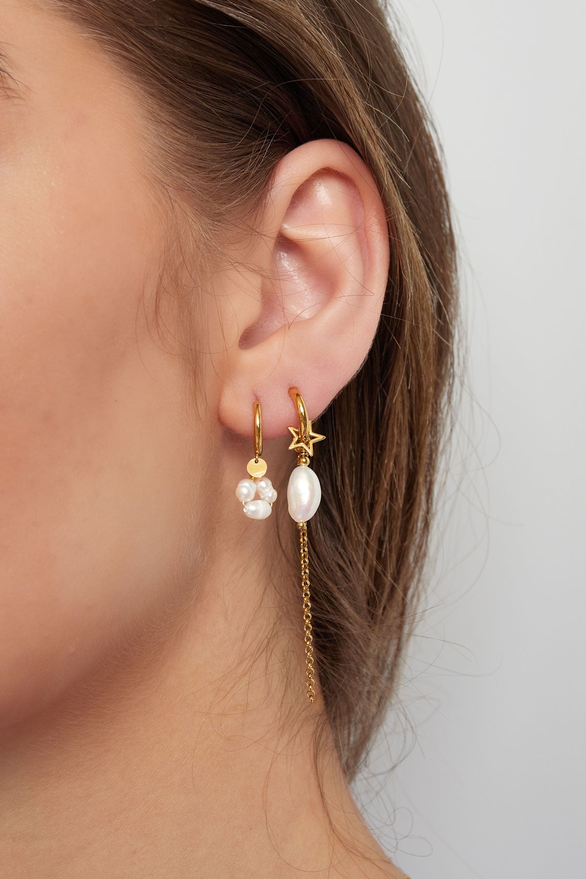 Earrings with pearl pendant - Stainless Steel