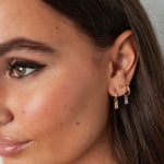 Earrings elongated stone - Gold color/white