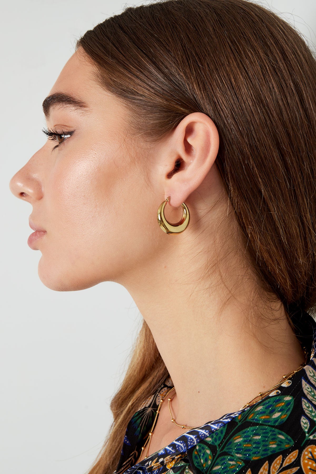 Earrings classy round - Silver Color color