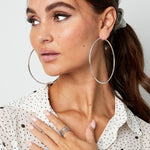 Earrings thin basic hoops - Silver Color color
