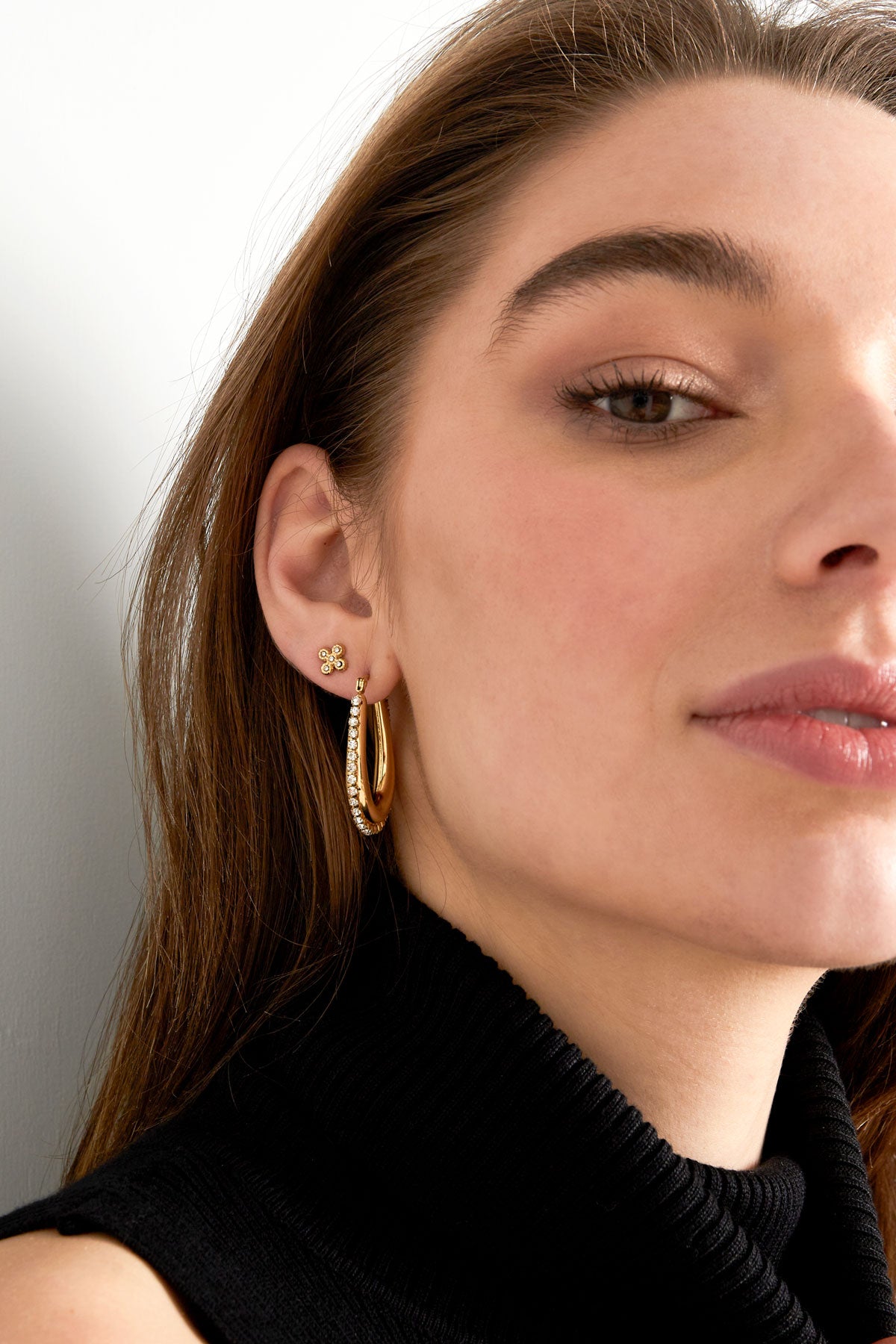 drop shaped earrings with stones