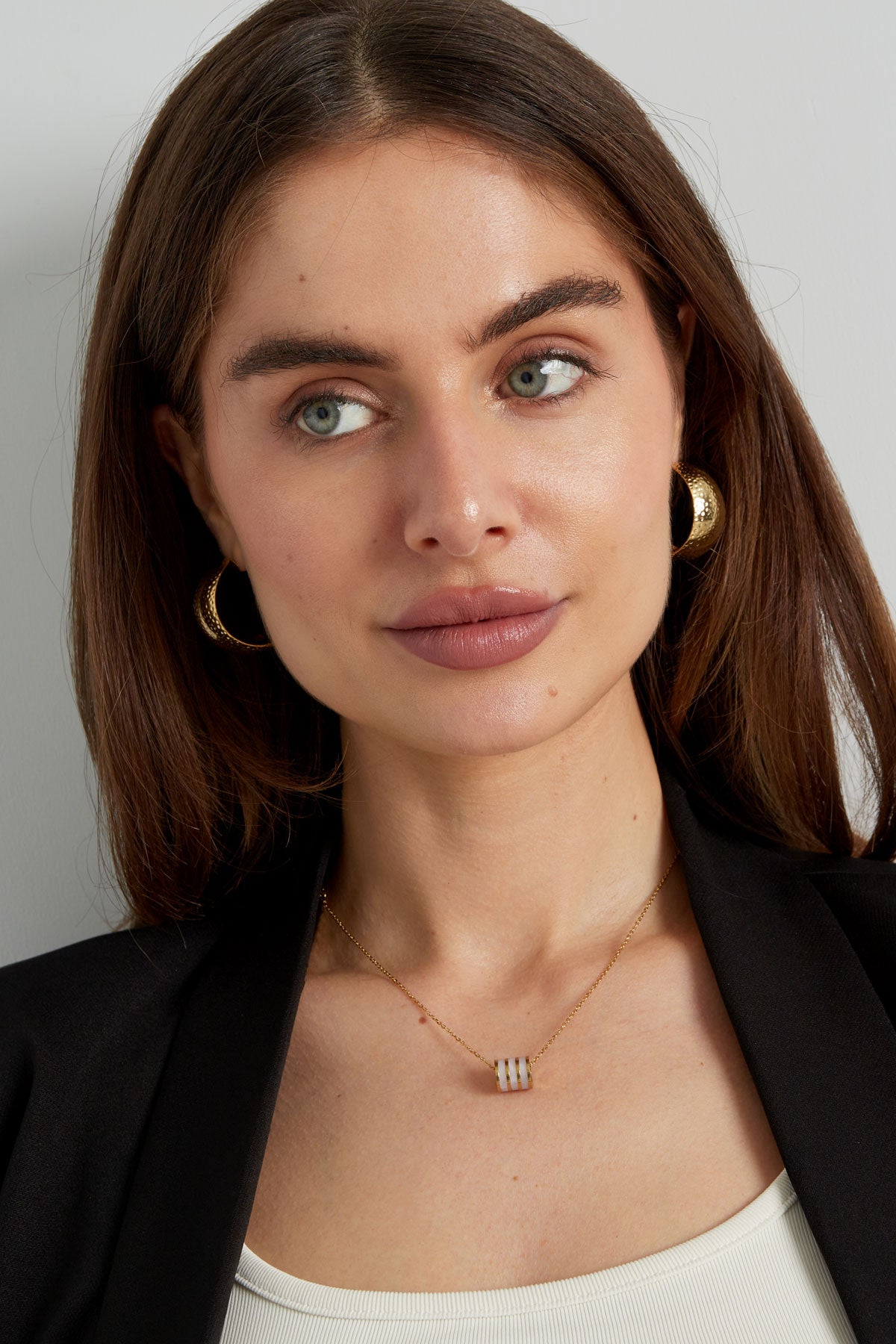 Earrings moon relief - Silver Color color