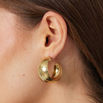 Earrings moon relief - Silver Color color