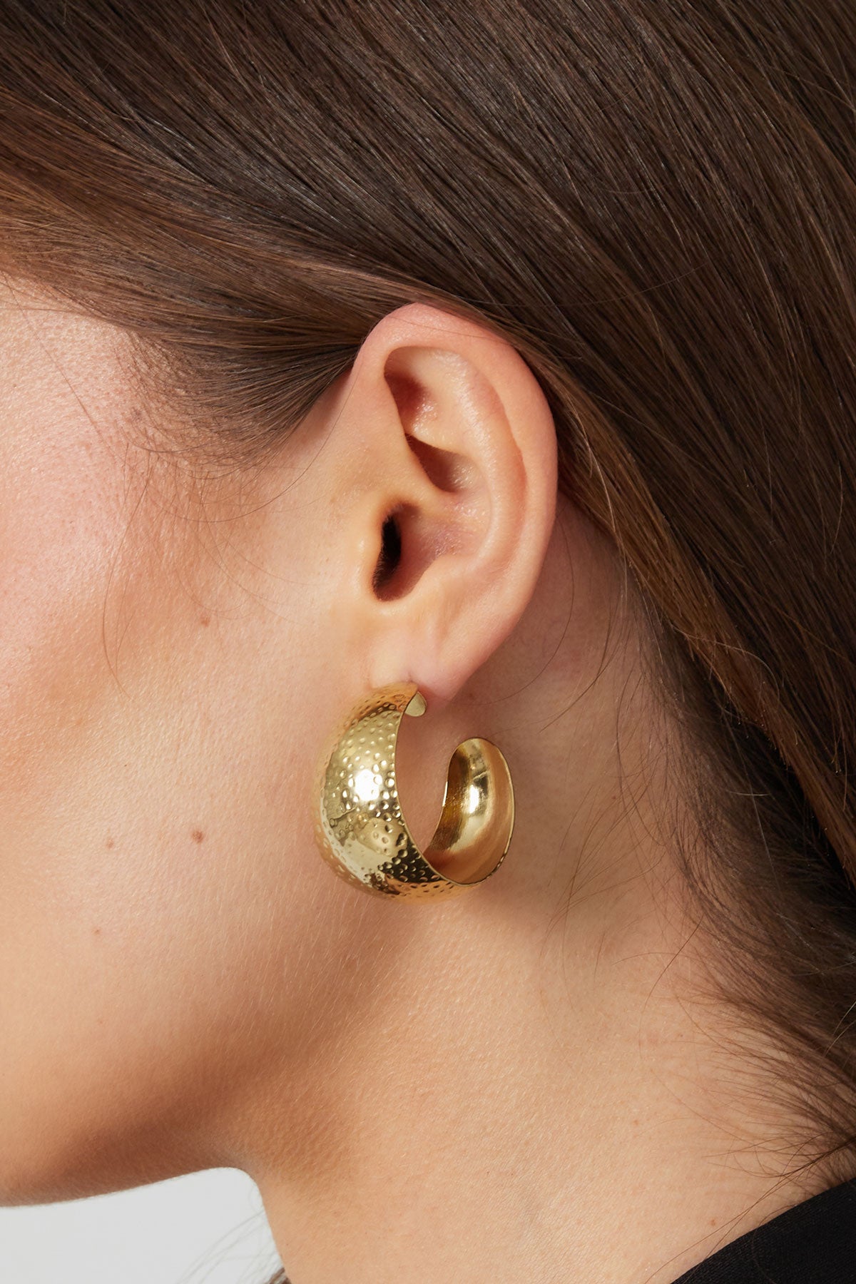 Earrings moon relief - Silver Color color