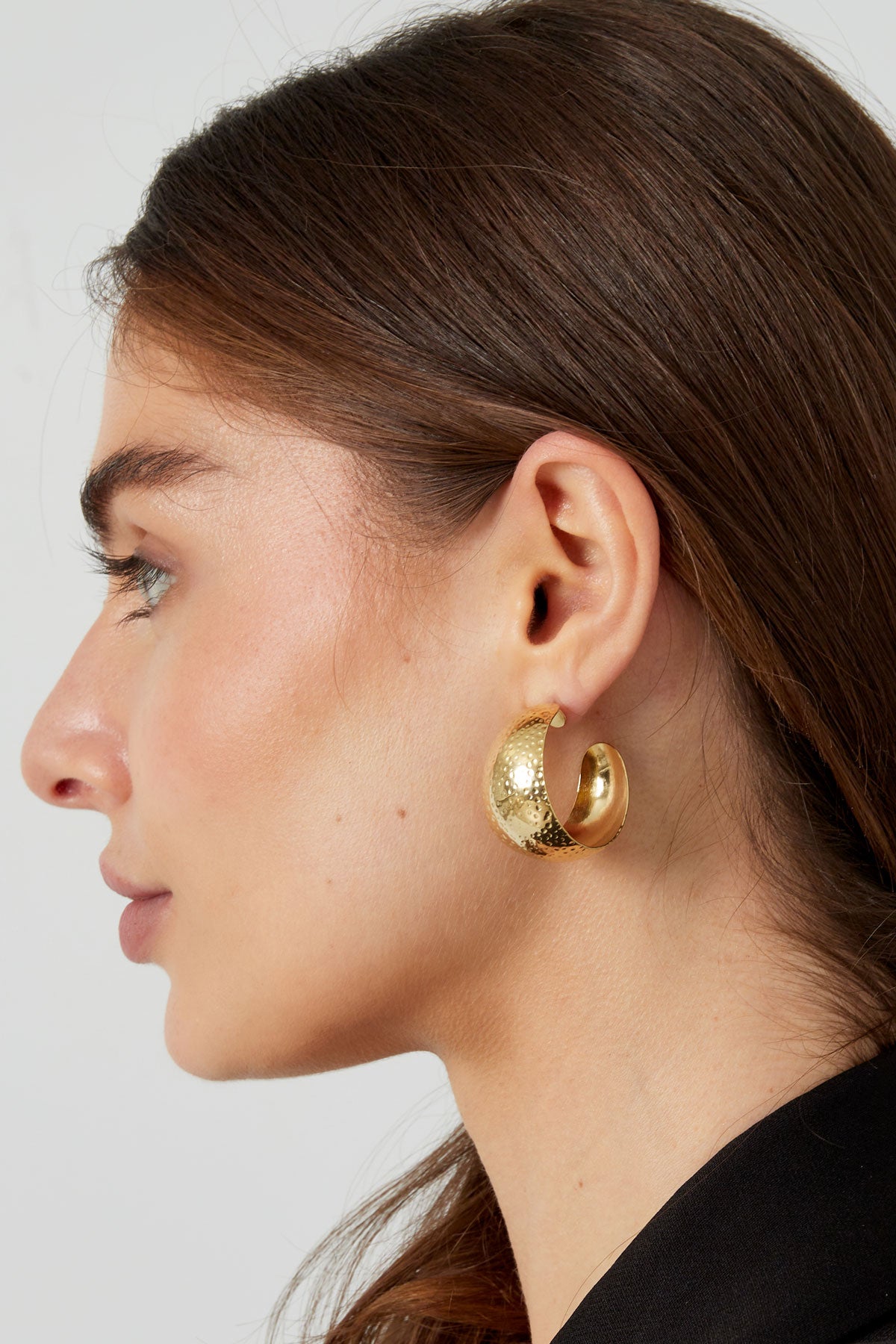 Earrings moon relief - Silver Color color