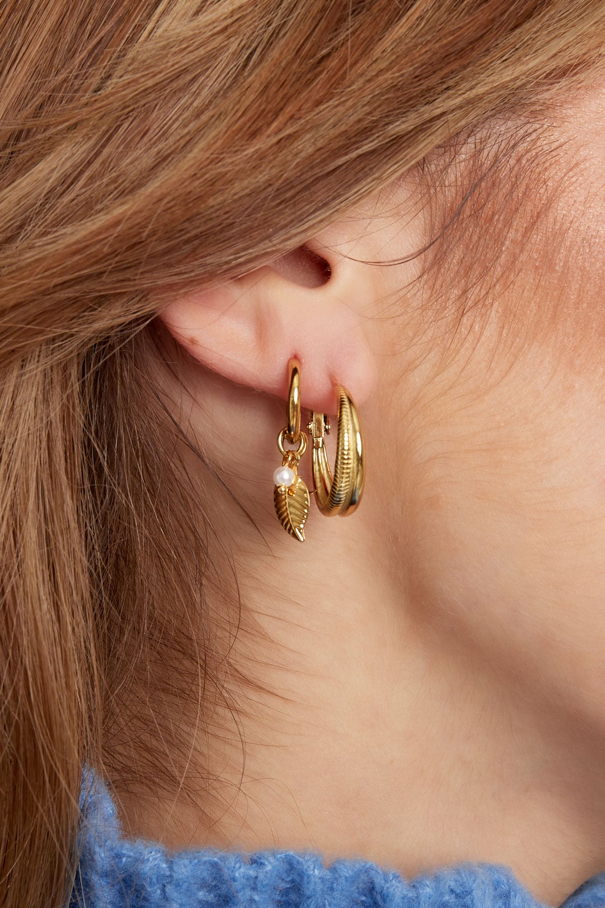 leaf earrings with pearls