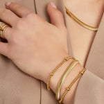 bracelet flat coarse - Gold color-6.0mm