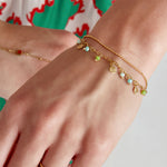 Bracelet with coins and beads - pink/Gold color 