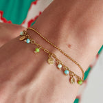 Bracelet with coins and beads - pink/Gold color 