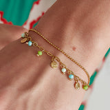 Bracelet with coins and beads - pink/Gold color 