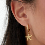 Earrings simple starfish - Silver Color color