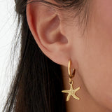 Earrings simple starfish - Silver Color color