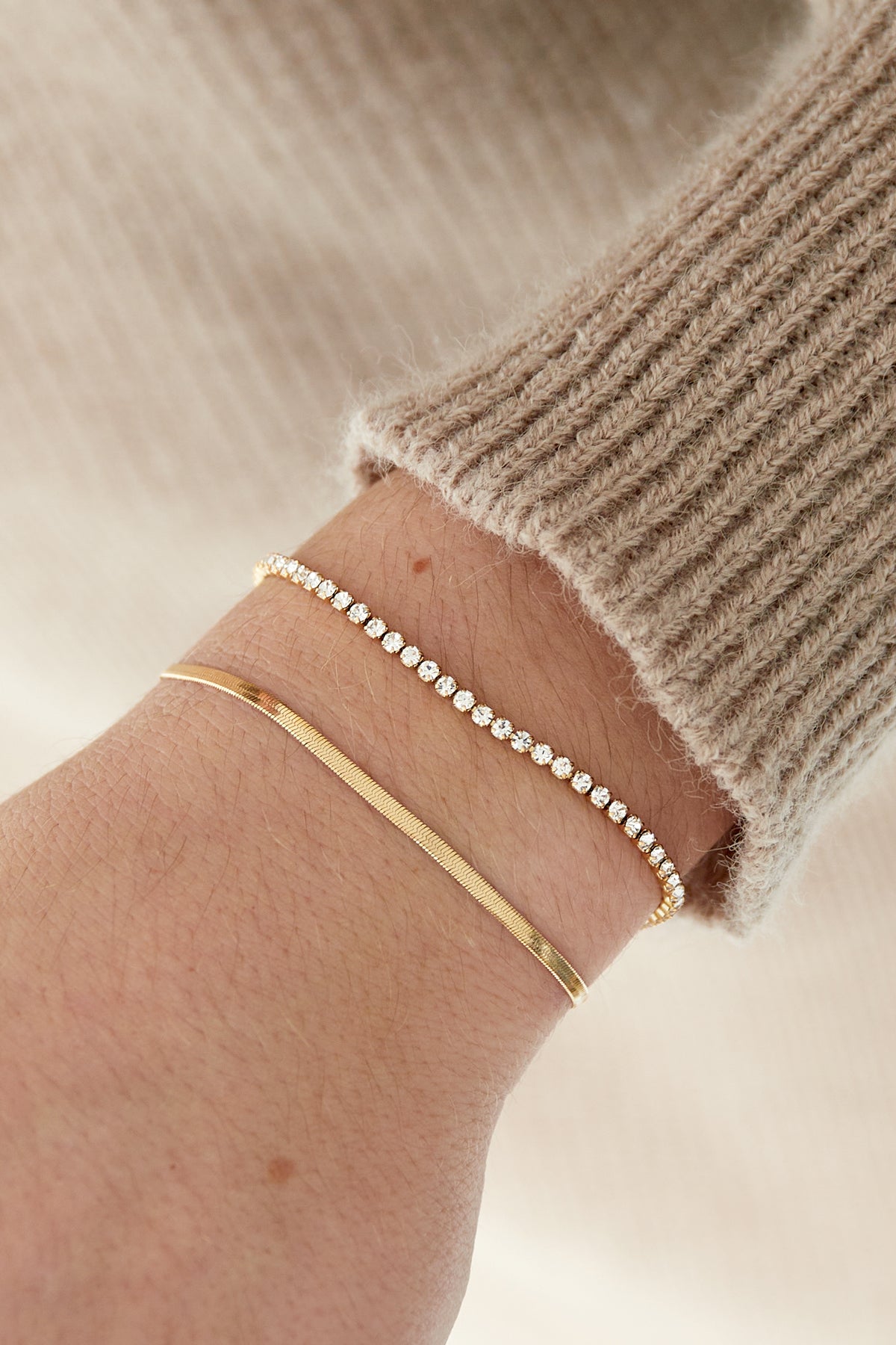 double bracelet with diamonds
