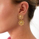 double flower earrings