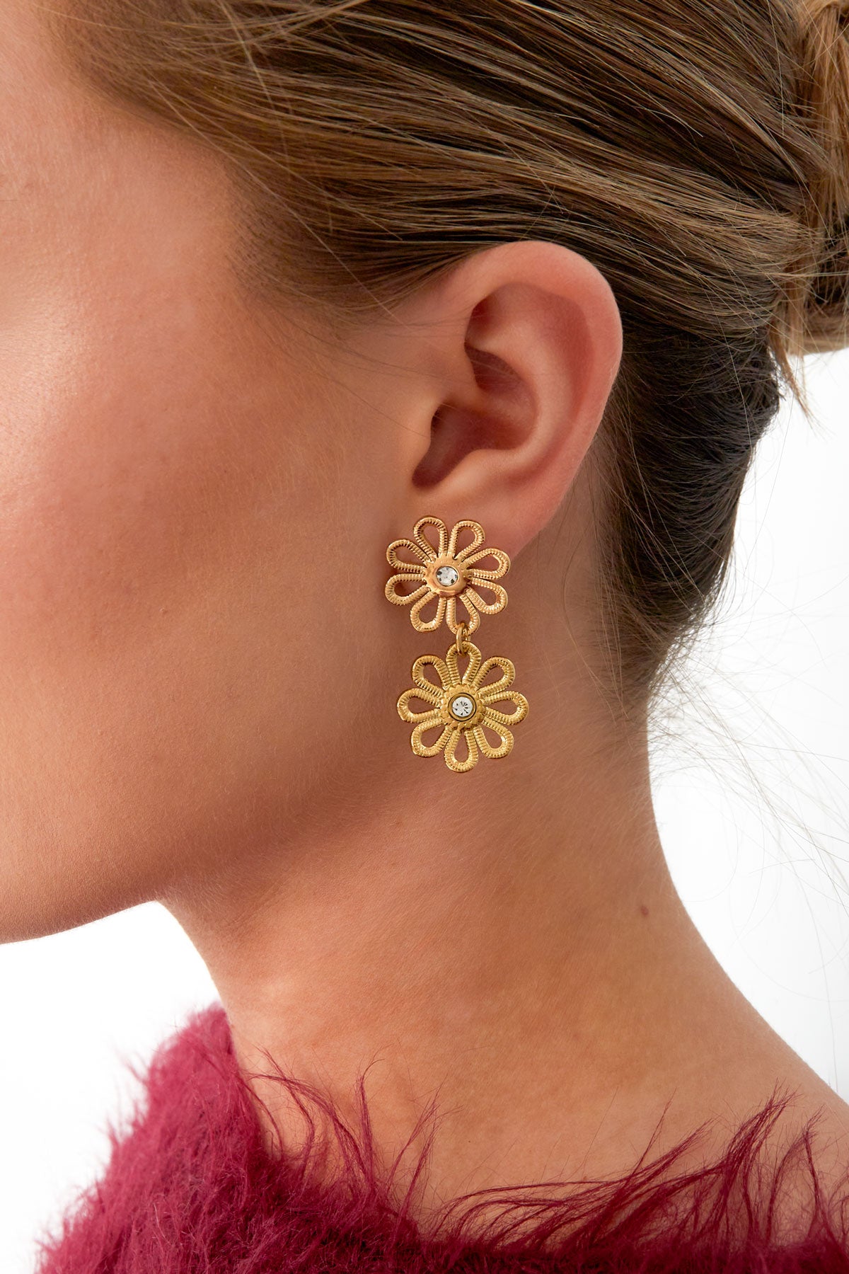 double flower earrings
