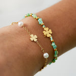 bracelet pearl and clover