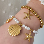 pearl bracelet with sea charms