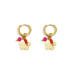 Earrings with hanging flower and beads
