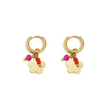 Earrings with hanging flower and beads
