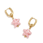 Squoval earrings with colored star pendant