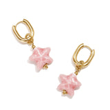 Squoval earrings with colored star pendant