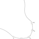 Necklace with alternating hearts and dangling stones