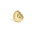 Statement ring in heart shape with pattern and flower petals