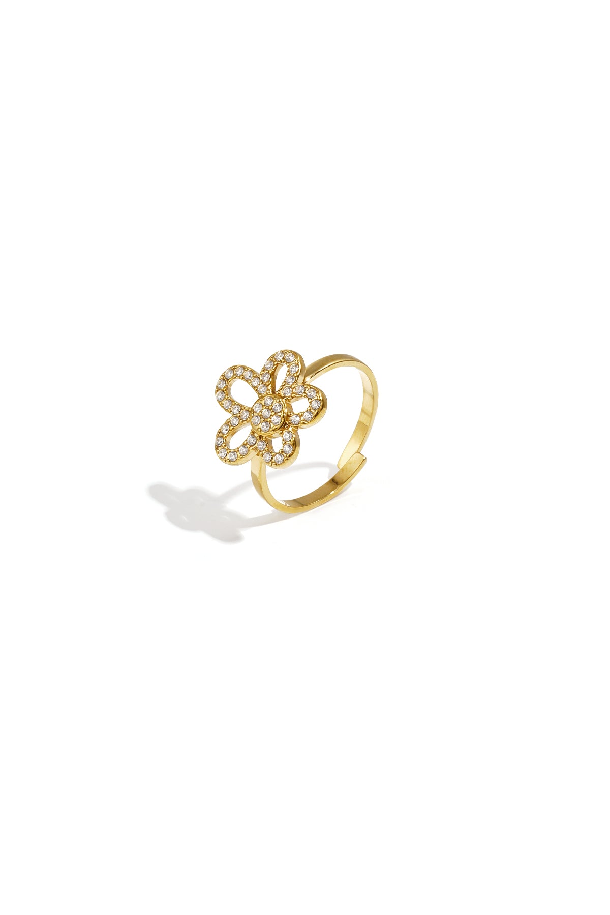 Ring with inlaid flower