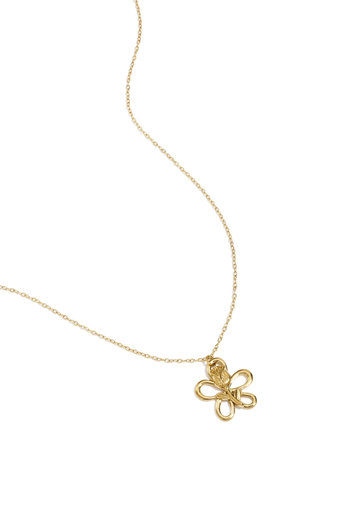 Necklace with rose on flower pendant