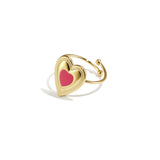 Adjustable statement ring with colored heart