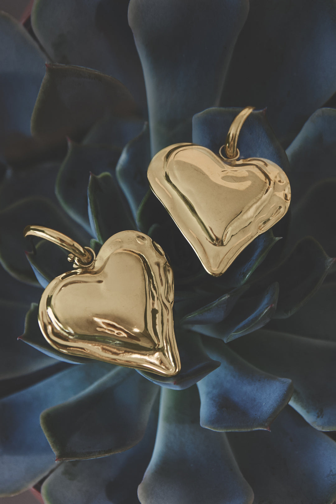 Earrings with large hanging heart