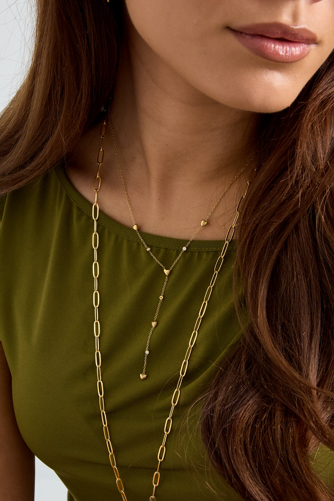 Y-line necklace with filled hearts
