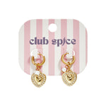 Earrings with heart charm and pearl