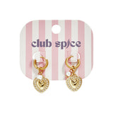 Earrings with heart charm and pearl