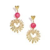 Heart earrings with statement bead