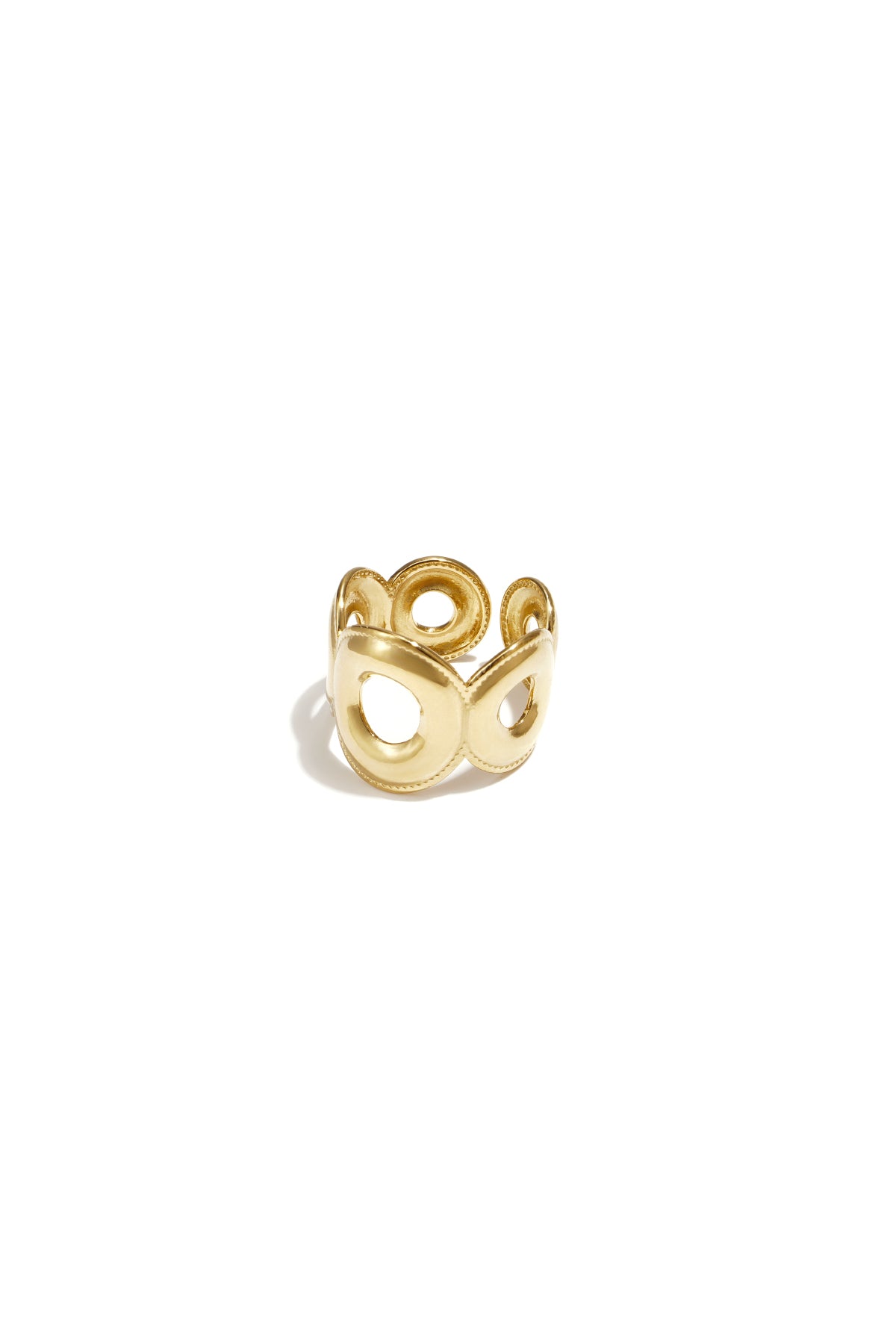 Adjustable statement ring of circles