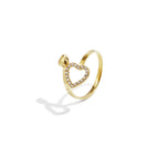 Adjustable ring with hearts and stones