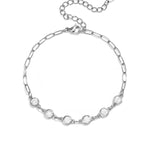 Link bracelet with round cubic zirconia stones