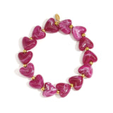 Elastic heart beaded bracelet