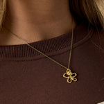 Necklace with rose on flower pendant