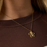 Necklace with rose on flower pendant