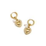 Earrings with heart charm and pearl