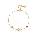 Bracelet with clovers and colored stones