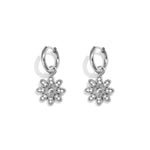 Earrings with decorated hanging flower