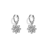 Earrings with decorated hanging flower