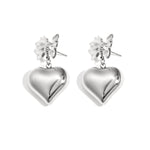 Bow earrings with hanging heart