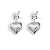 Bow earrings with hanging heart