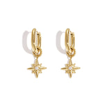Earrings with shooting star on a small ring
